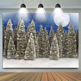Lofaris Full Moon Snow Blue Night Froest Christmas Photo Backdrop